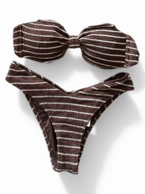 Abercrombie & Fitch Brown Striped Bikini Swim | S